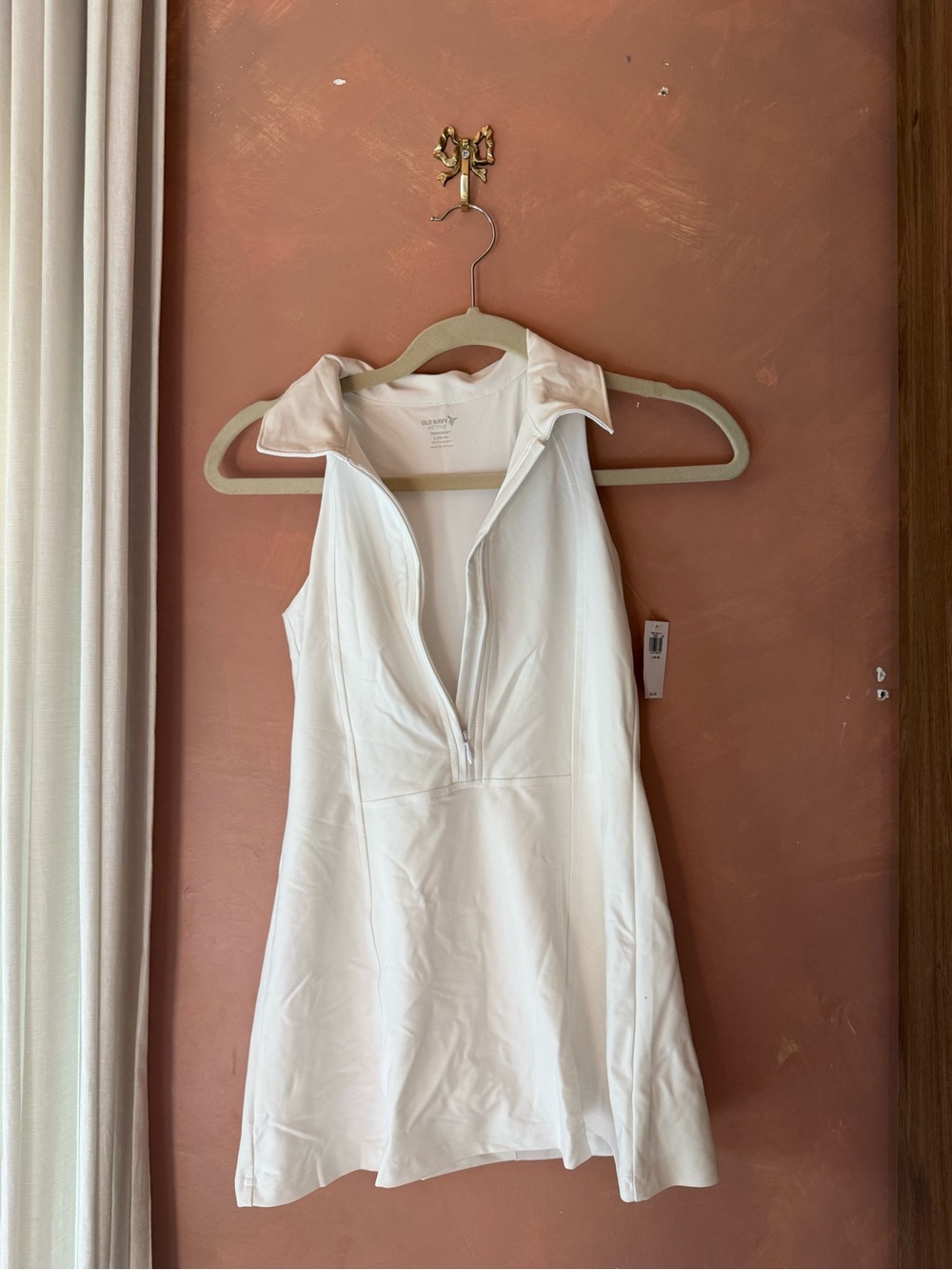 White Sleeveless Polo tennis Dress with Zip Front